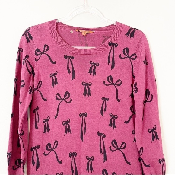 Modcloth Women's Knit The Mark Sweater Dress Bows Maroon Crew Neck Medium - Picture 3 of 7